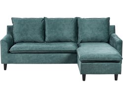 ELVENES - Hoekbank - Blauwgroen - Linkszijdig - Fluweel