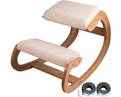 ELVENTO Kniestoel ergonomisch - Ergonomische bureaustoel - Balanskruk - Werkkruk - 5 cm zachte vulling - Hoogwaardig berkenhout