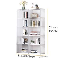 ELYSIVM Kledingkast - Kast - Boekenkast - Vitrine Kast - Open kast met transparant gordijn - Stofdicht - Lichtgewicht - 80x155cm - Wit