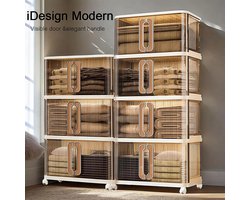 ELYSIVM Opbergkast - Opbergdozen 2st. - Opbergkist 2 st. - Opbergbox - Opbergdoos - Opvouwbaar en Stapelbaar - 2-laags - 55 cm - Crème / Koffie