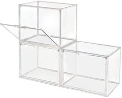 ELYSIVM Vitrinekast 3 st. - Vitrine Box - Transparante Opbergbox - Opbergdoos - Magnetische deur - Stofvrij - 36x22x28cm - Transparant - Acryl/PC/PET