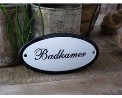 Emaille deurbordje ovaal 'Badkamer'