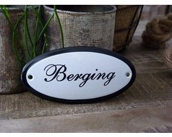 Emaille deurbordje ovaal 'Berging'