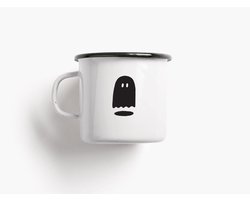 Emaille Mok | Boo | Halloween | Koffie | Thee | Beker | Servies | Woonaccessoires | Woon | Accessoires | Woonaccessoire | Accessoire | Kerstmis | Kerst | Feest | Decoratief | Decoratie Deco Sfeer| Interieur | Inrichting | Woonkamer | Wonen | Sfeervol