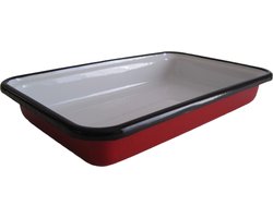 Emaille ovenschaal - 30 x 18 cm - rood gespikkeld