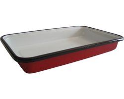 Emaille ovenschaal - 35 x 20 cm - rood gespikkeld