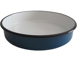 Emaille ovenschaal - rond - Ø 24 cm - blauw gespikkeld