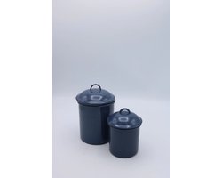 Emaille voorraad potjes 2 stuks