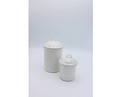 Emaille voorraad potjes 2 stuks