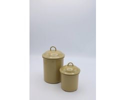 Emaille voorraad potjes 2 stuks