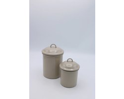 Emaille voorraad potjes 2 stuks