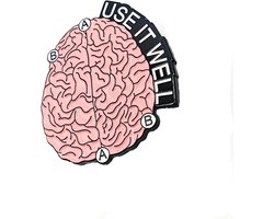 Embleem pin badge - roze metalen hersenen - educatief ontwerp - perfect voor je tas - ShopVlot