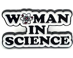 Embleem vrouw in wetenschap - metalen emaille pin - feministisch STEM ontwerp - inspirerend voor elke gelegenheid - ShopVlot