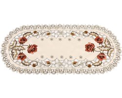 Embroidered Table Runner - Rode Bloem - Hollow Tafelbedekking - Bruiloft Tafelbeschermer Decor - Exquisite Eetkamertafel Cover voor Bruiloft - Feest - Hotel (ovaal)