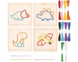 Embroidery Set voor Beginners met 4 Dierlijke String Spellen, Creatieve DIY Kunst Kits voor Kinderen en Hobbyisten