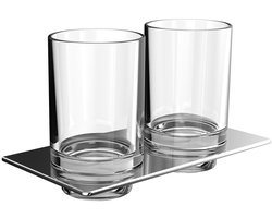 Emco Art dubbele glashouder inclusief glazen van helder kristalglas 11,5 x 19,4 x 10,1 cm, chroom