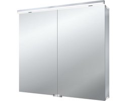 Emco Asis Flat spiegelkast met LED-verlichting en 2 deuren 80x70 cm, aluminium