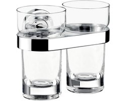 Emco Polo dubbele glashouder met glazen chroom