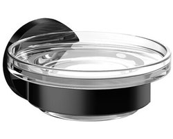 Emco Round, Zeephouder, Zeepschaal Helder Kristalglas, Zwart