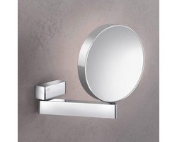 Emco Universele make-up- en scheerspiegel op scharnierarm, ronde make-upspiegel voor wandmontage, vergrotingsspiegel (3/7-voudig) zonder verlichting, chroom