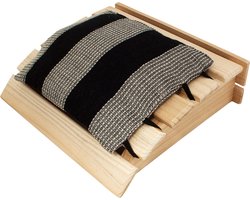 Emendo - Sauna hoofdsteun met linnen kussentje - zwart, 25x24 cm
