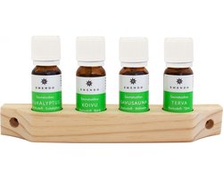 Emendo set Sauna geuren 4x10ml inclusief houten rekje - Opgietmiddel Sauna
