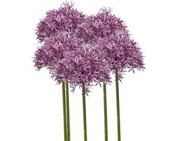 Emerald Allium/Sierui kunstbloem - 5x - losse steel - paars - 62 cm - Natuurlijke uitstraling