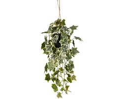 Emerald - Kunst Hangplant Ivy in pot groen/wit 70cm - Kunstplant voor binnen