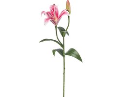 Emerald - Kunstbloem Lelie roze 56cm - Kunstplant voor binnen