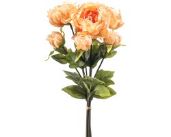 Emerald - Kunstbloem Pioenroos Bundel 50cm licht oranje - Kunstplant voor binnen