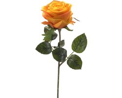 Emerald Kunstbloem roos Simone - geel/oranje - 45 cm - decoratie bloemen