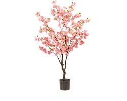 Emerald - Kunstboom Kersenbloesem 135cm roze - Kunstplant voor binnen - Japanse Sakura - Bloesemboom - Cherry Blossom