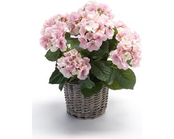Emerald - Kunstplant Hortensia 45cm roze in pot - Kunstplanten voor binnen