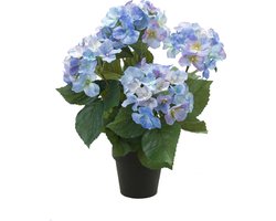 Emerald - Kunstplant in pot Hortensia blauw 40cm - Kunstplanten voor binnen