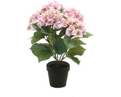 Emerald - Kunstplant in pot Hortensia roze 40cm - Kunstplant voor binnen