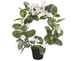 Emerald - Kunstplant in pot Stephanotis Ring wit 40cm - Kunstplant voor binnen