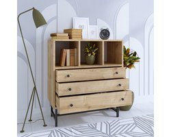 Emerald Melamine Gecoat Dressoir | 18mm | Metalen Poten | Eiken Zwart - Asir Group - Woonkamerkasten - Bruin - Melamine - Woonkamerkasten -