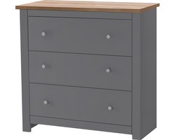 Emerald|Commode met 3 laden in spaanplaat van grijze eik