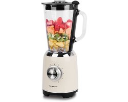 Emerio Retro Blender - 1,75L – Smoothie Maker met Glazen Kan - 5 snelheden - Pulsfunctie - RVS messen - 600W - BL-131620.7 Crème