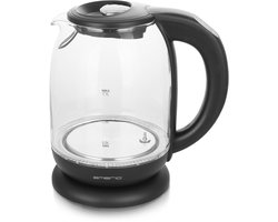 Emerio Waterkoker met Temperatuurregeling 1.7 Liter - LED Verlichting - Oververhittingsbeveiliging en Automatische Uitschakeling - Water niveau indicator - Elektrische Waterkoker 2200W - WK-119255.5 Zwart / Glas
