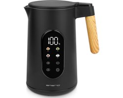 Emerio Waterkoker met Temperatuurregeling 1.7 Liter - Touch Control en 360° draaibaar - 40°C voor babyvoeding - Warmhoudfunctie - Digitale Waterkoker 2200W - Retro - WK-132230 - Zwart / Bruin