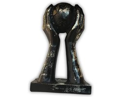 Emilia Home Decoratie - decoratief figuur sculptuur - wereld handen -standbeeld - 31X18 cm