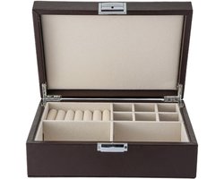 Emilie collection - sieradendoos - luxe juwelendoos - bruin - beautycase - maat medium
