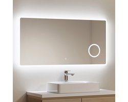 EMKE Badkamerspiegel - 3x Vergroting - 6500K Koud Wit - Touchschakelaar - Spiegel met Verlichting - 120x60cm