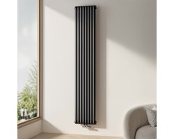 EMKE Design Radiator - D-Vormig - Mat Antraciet - 180x35 cm - 1611 W - Centrale Verwarming Alle Ruimtes