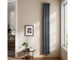EMKE Design Radiator - Ovale Buizen - 180x24 cm - Dubbel - Mat Antraciet - 678 W - Verwarming Alle Ruimtes