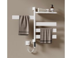 EMKE Elektrische Handdoekradiator - Draaibaar - Slimme Thermostaat & APP - 120W - 76x45cm - met Plank - Handdoekdroger