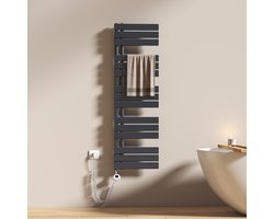 EMKE Elektrische Handdoekradiator - Mat Antraciet - 132x40 cm - 600W - Handdoek Verwarmer met Thermostaat