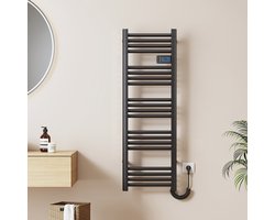 EMKE Elektrische Handdoekradiator - Met Smart Thermostaat - Mat Zwart - 120x40 cm - 450W - Badkamer Radiator - Elektrische Radiator
