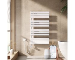 EMKE Elektrische Handdoekradiator - Slimme Bediening - APP Week Timer - 104x60cm - 600W - Glans Wit